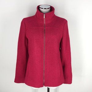 Lands' End 10 Raspberry Pink Boiled Wool Zip Coat